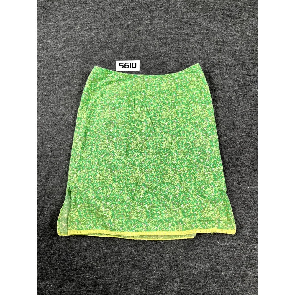 Xhilaration Straight & Pencil Skirt Womens S Green Floral Cotton Slit Back Zip